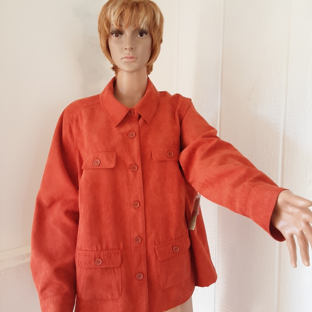 Studio Works #371 Women's Jacket Blazer Plus Size 20W NWT Coral Long Sleeves